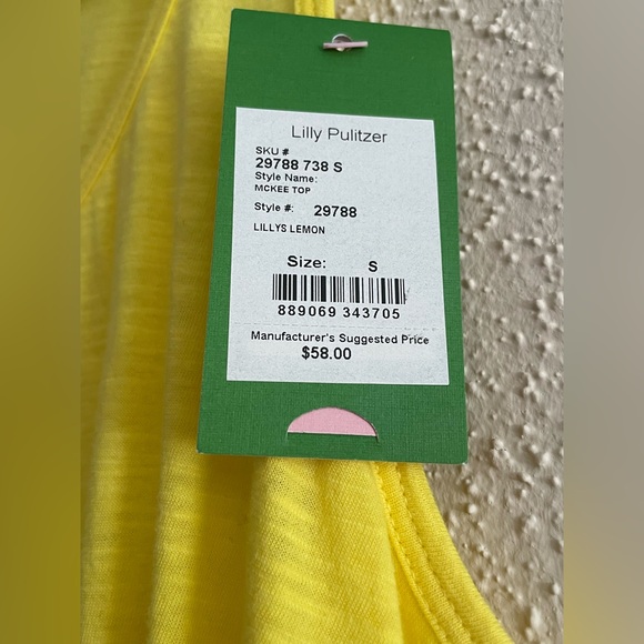 NWT - Lilly Pulitzer Women’s Small Yellow Sleeveless McKee Top with Pom Poms - Picture 2 of 16